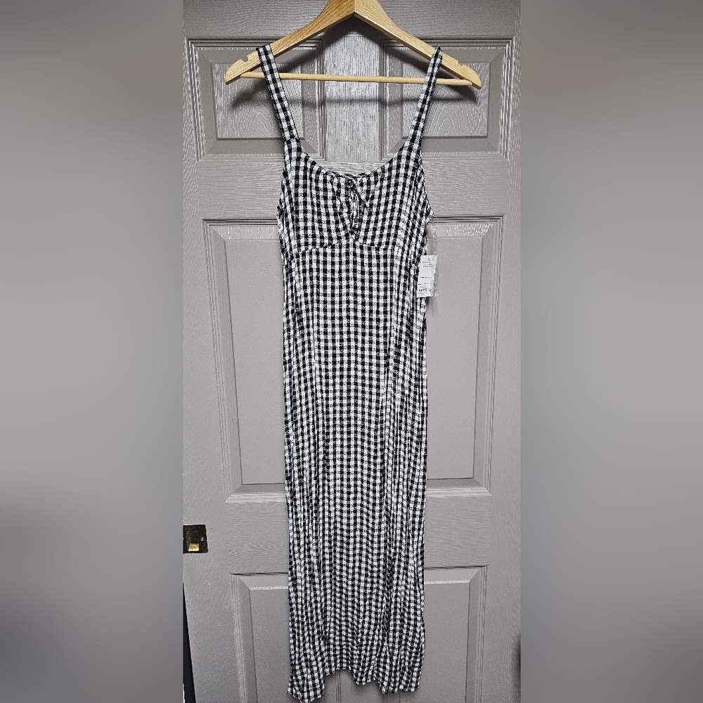 NWT SO Brand Black and White Gingham Midi Dress Size Large